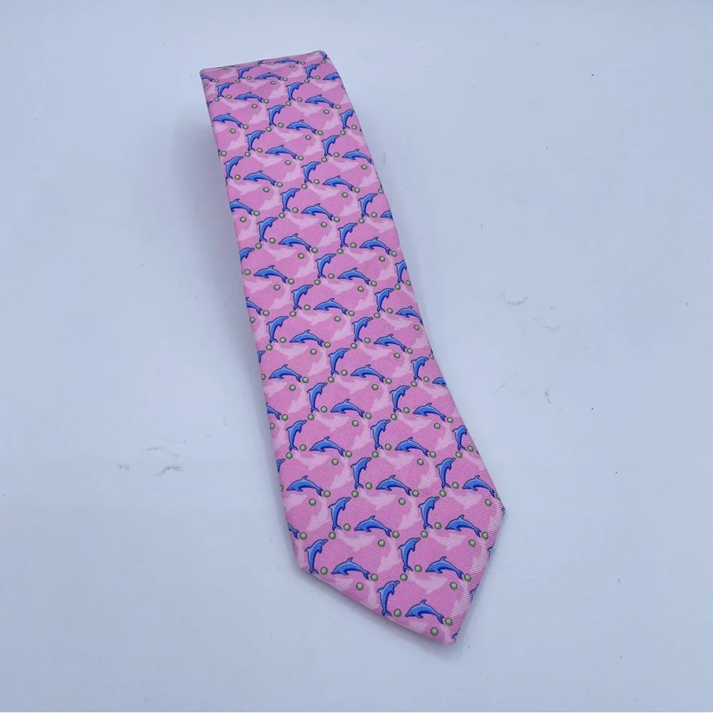 Brooks Brothers Boys Silk Dolphin Tie OS Pink/Blue